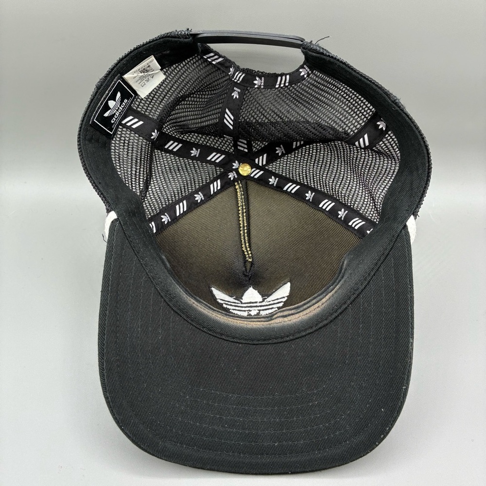 Adidas Originals Embroidered Logo Mesh Back Snapback Trucker Black White Hat - Picture 6 of 8
